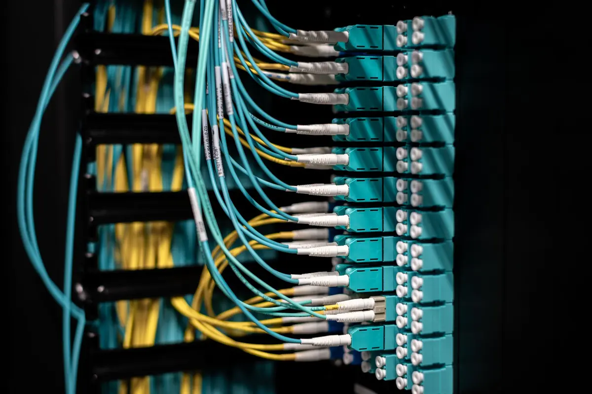 Stock photo: server room cables