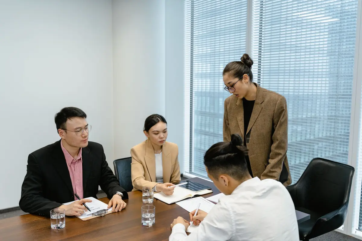 Stock photo: office desk documents laptop